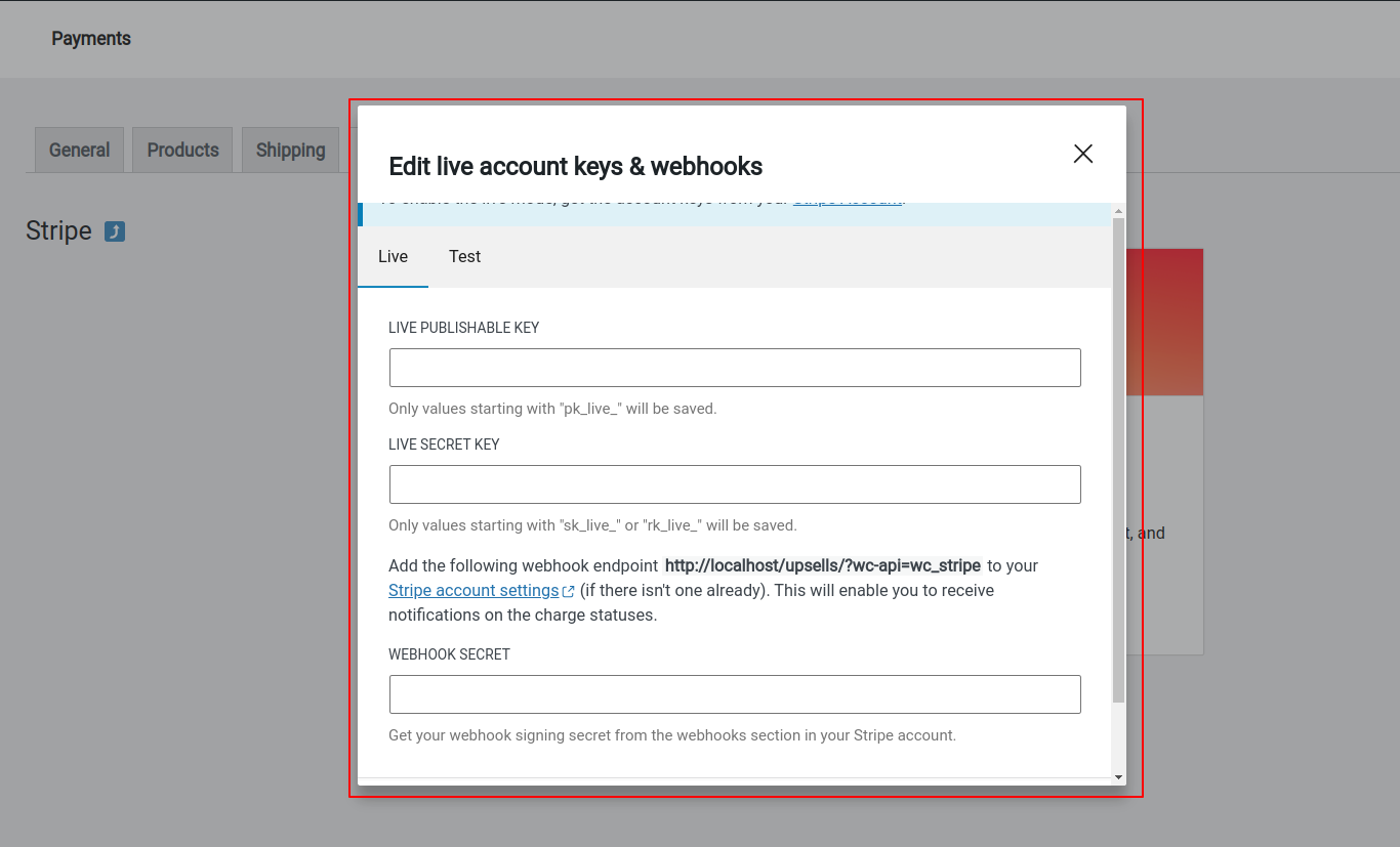 WooCommerce Stripe payment gateway