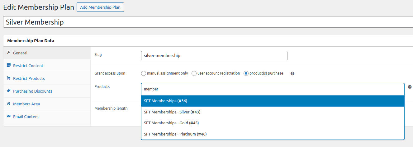 Setting up the Membership plans 1