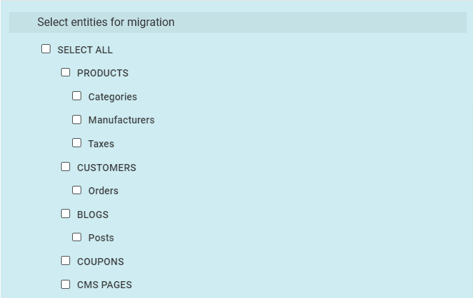 Entities to Migrate
