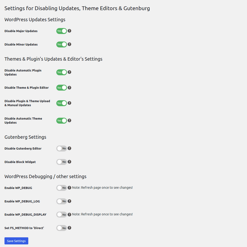 Disable All WordPress Updates and Theme Editors