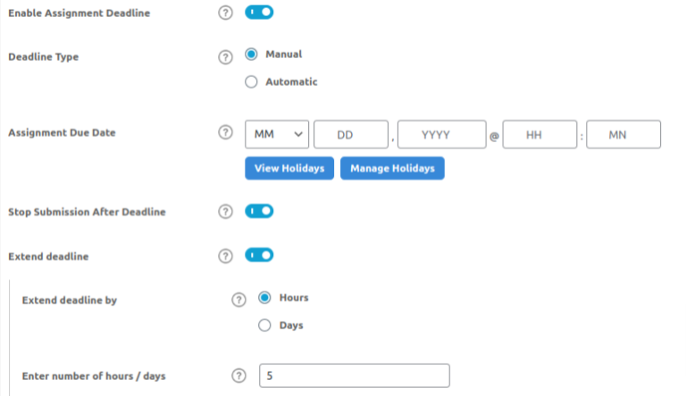 Configure deadline