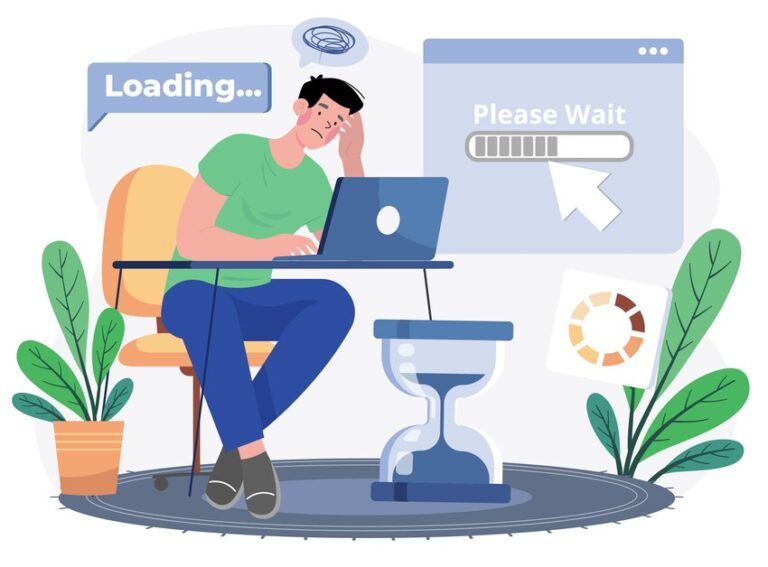 Very Slow Page Loading Illustration concept on white background