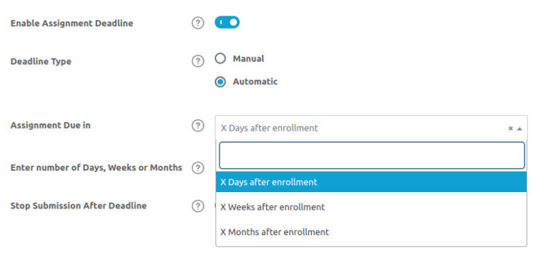 Automatic Deadline Options