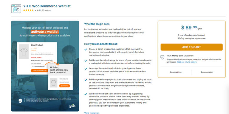 4 YITH WooCommerce Waiting List